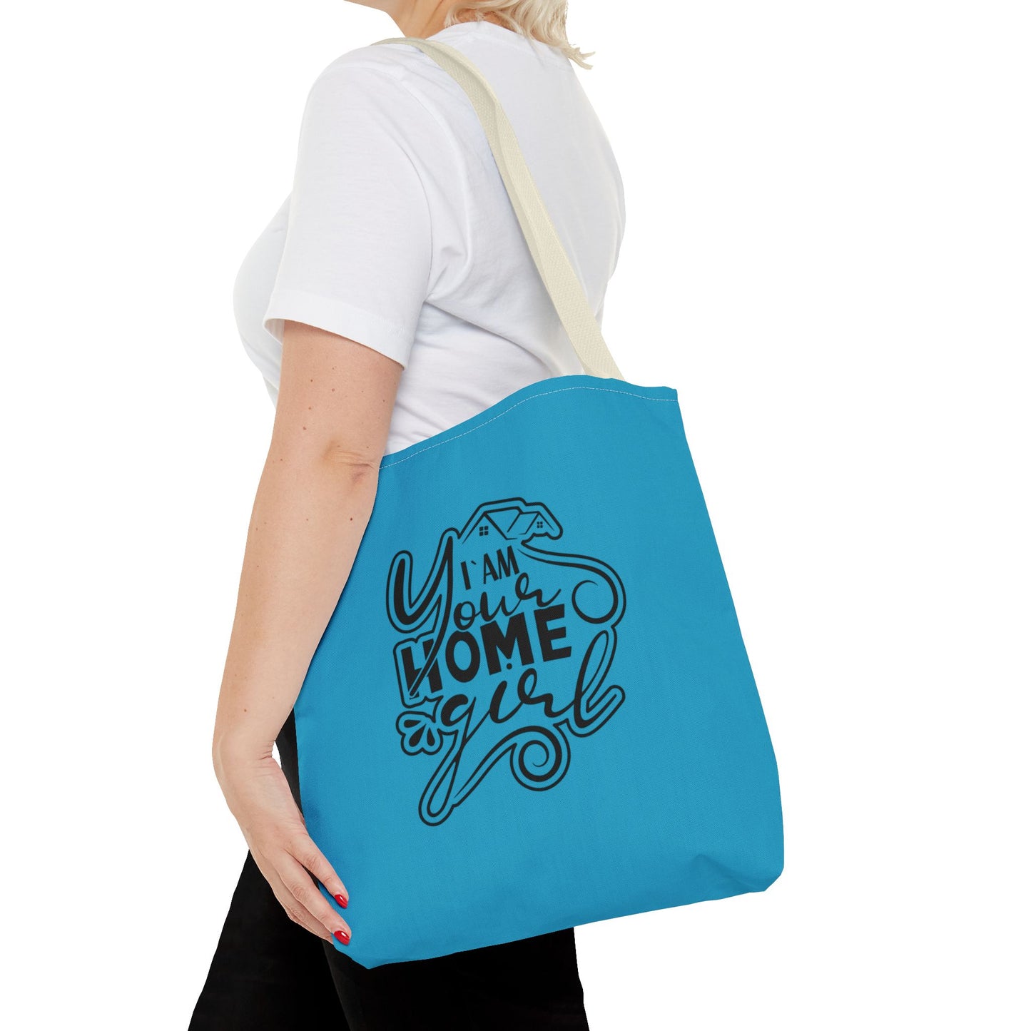 I'm Your Home Girl Real Estate Investor Two-Sided Aquamarine Blue Tote Bag with Custom Phone Number