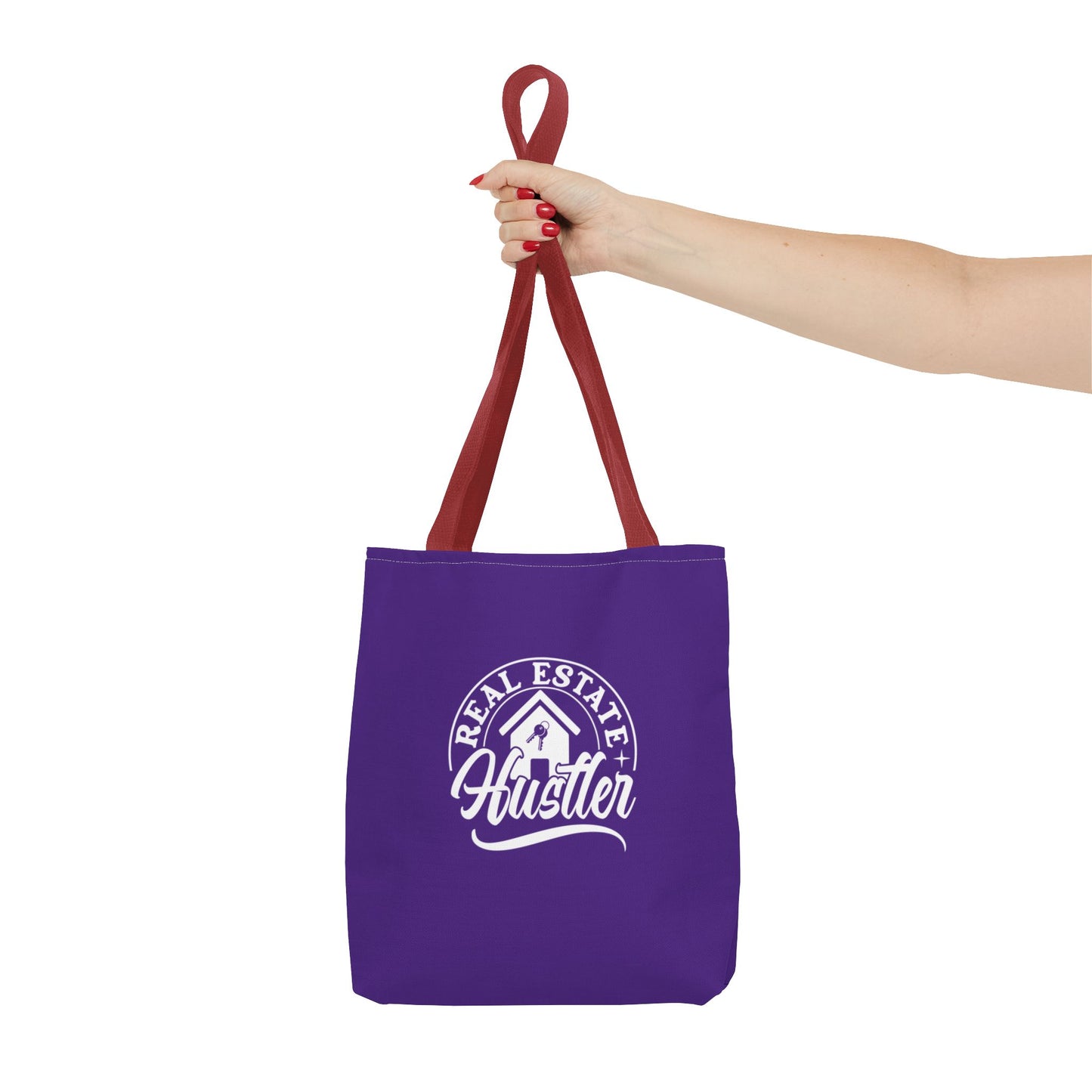 Real Estate Hustler Real Estate Investor Two-Sided Purple Tote Bag with Custom Phone Number