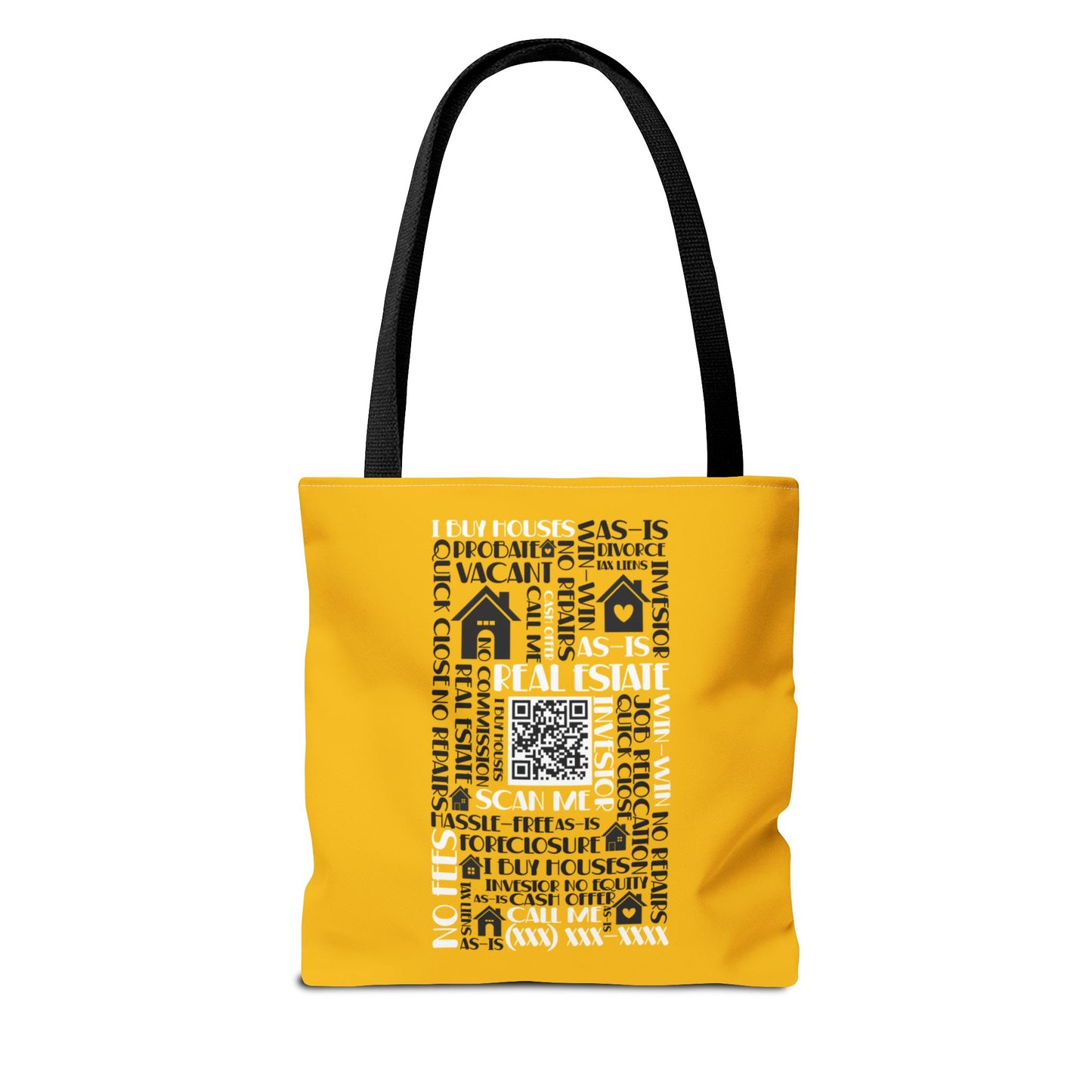 Local House Dealer Real Estate Investor Two-Sided Yellow Tote Bag with Custom Phone Number