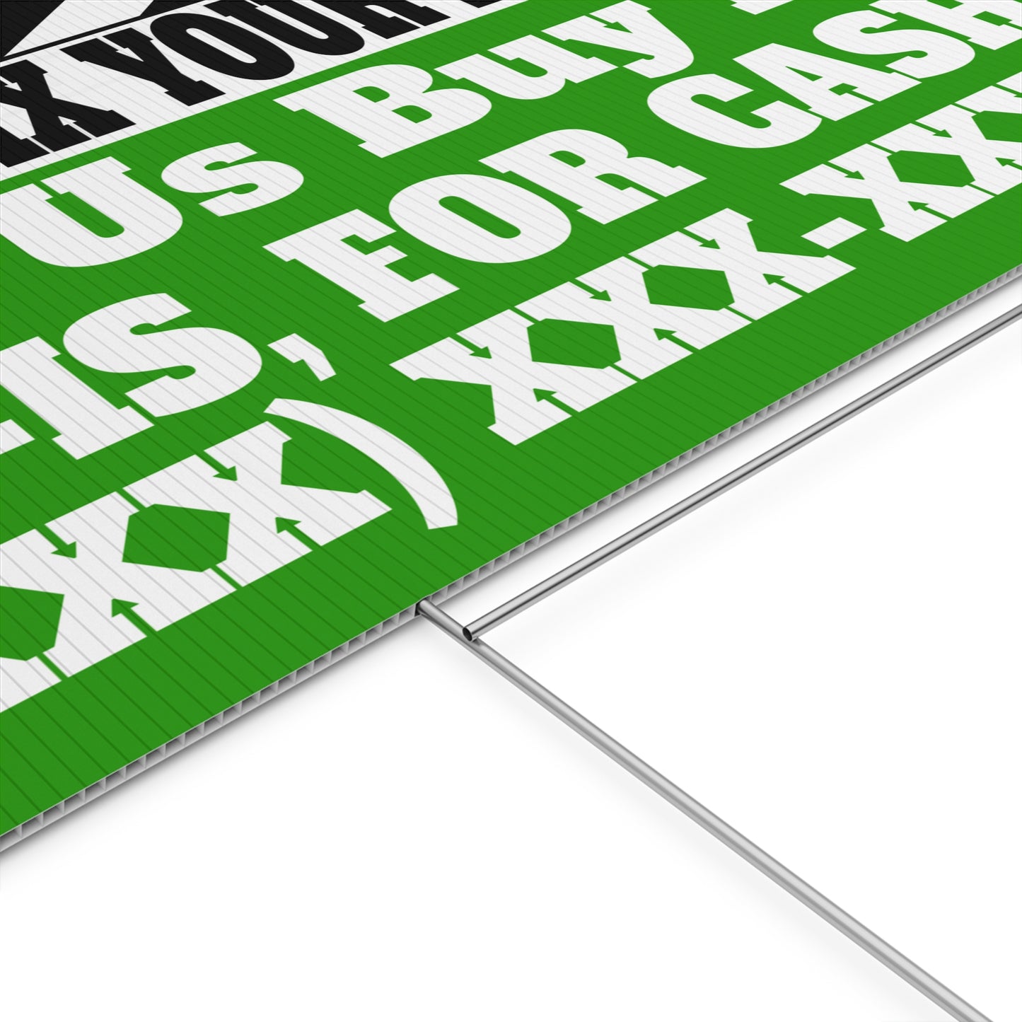 Don't Fix Your House. Let Us Buy It!  As-Is For Cash Black & Green 24" x 18" Plastic Yard Sign Flippers, Wholesalers, Real Estate Investors