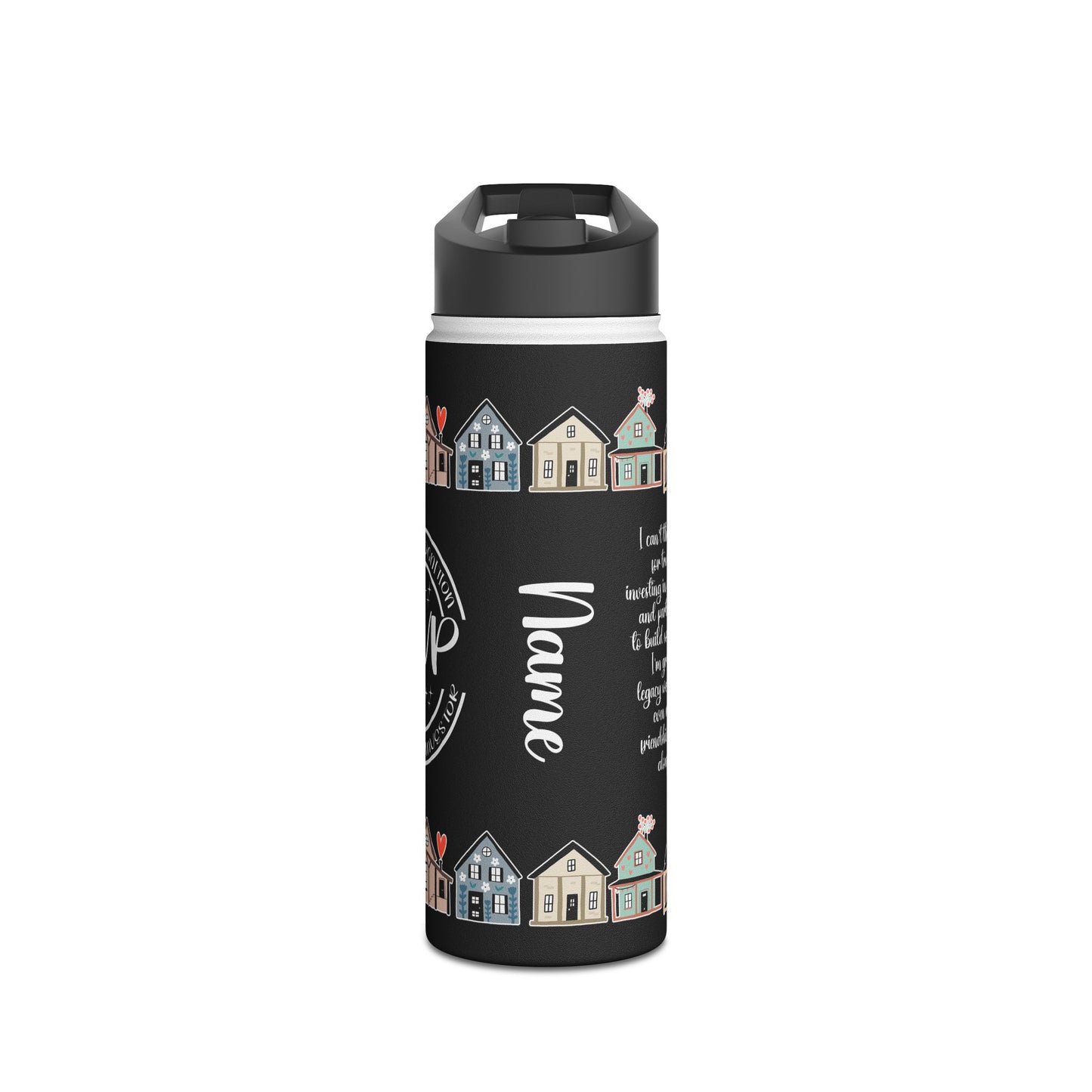 I can't Thank You Enough MVP Real Estate Investor Houses Stainless Steel Water Bottle, Standard Lid Thank You, Appreciation Gift for Private Money Lenders, Partners and Real Estate Investor Supporters