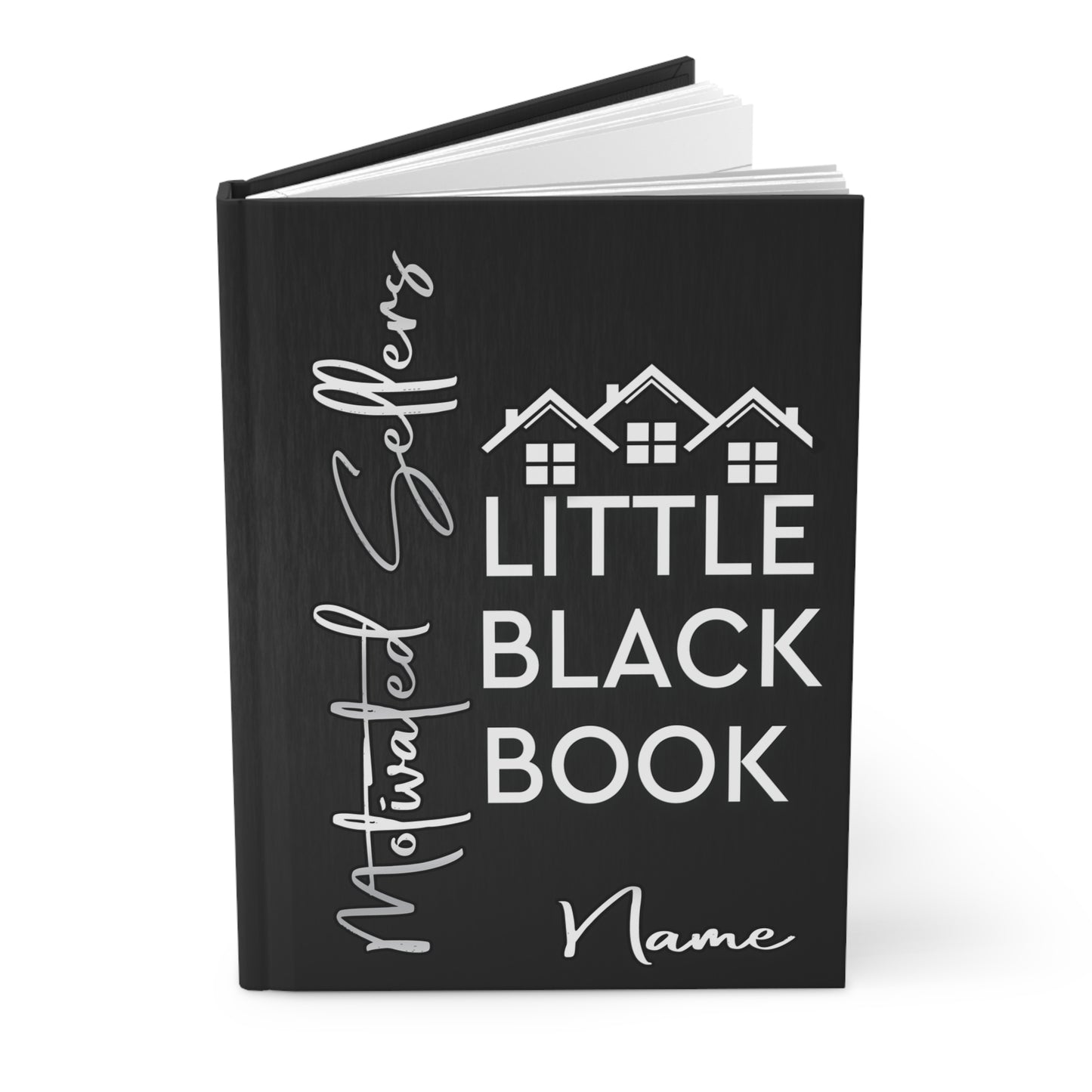 Personalized Real Estate Investor Little Black Book Motivated Sellers Hardcover Journal Matte