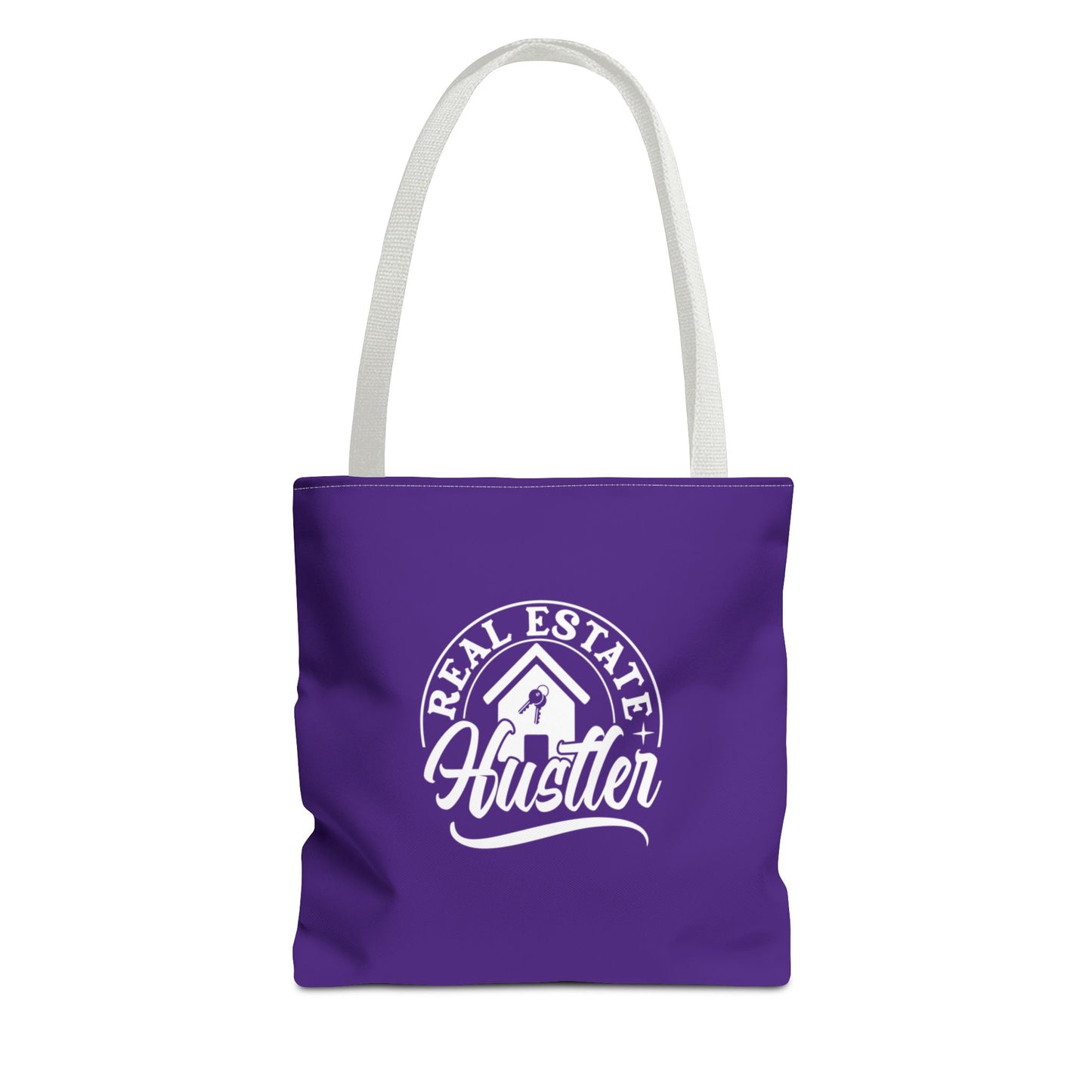 Real Estate Hustler Real Estate Investor Two-Sided Purple Tote Bag with Custom Phone Number