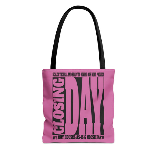 Closing Day Lead Generation Two-Sided Pink Tote Bag with Custom Phone Number