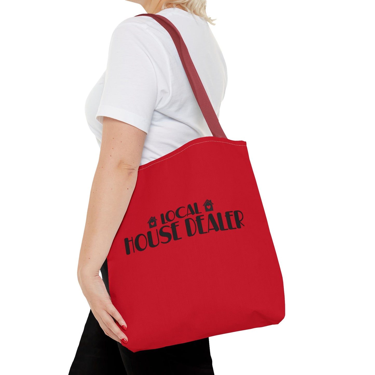 Local House Dealer Real Estate Investor Two-Sided Red Tote Bag with Custom Phone Number