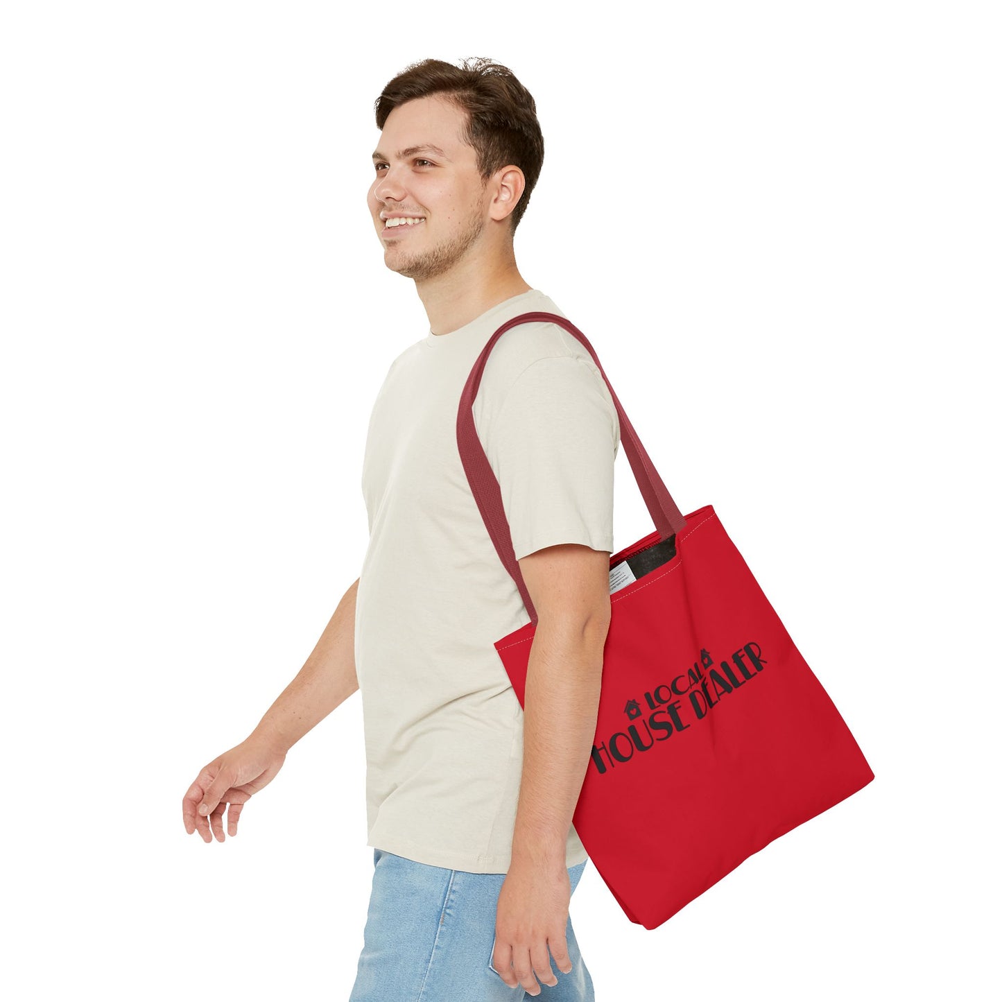 Local House Dealer Real Estate Investor Two-Sided Red Tote Bag with Custom Phone Number