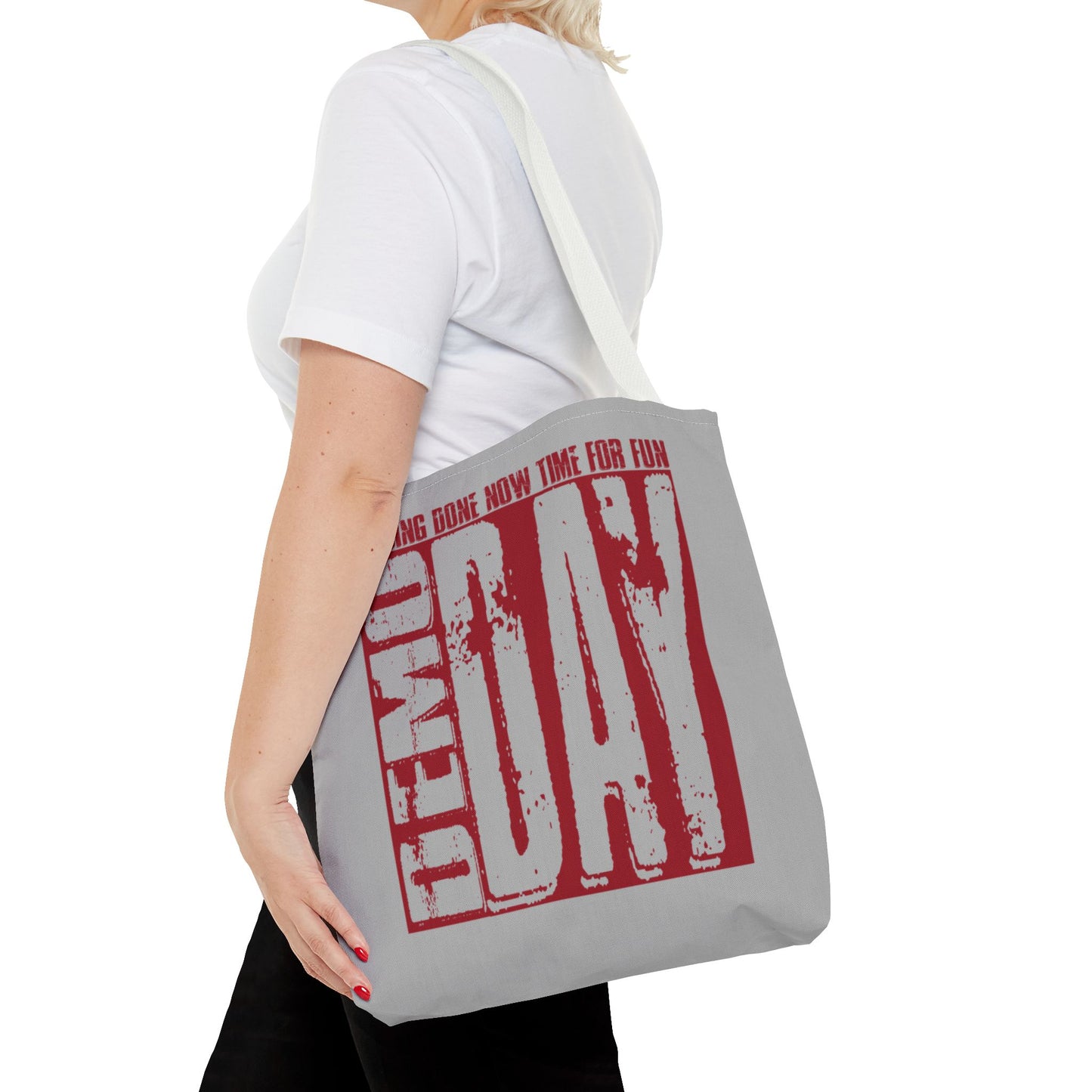 Demo Day Closing Done Now Time for Fun Lead Generation Two-Sided Gray Tote Bag with Custom Phone Number