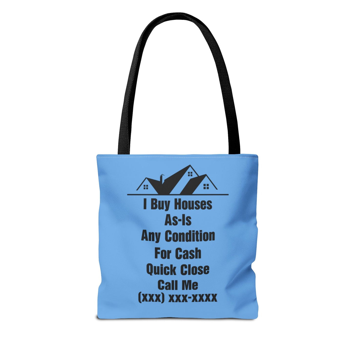 Warning I'm Known to Spontaneously Talk About Real Estate Investing Real Estate Investor Two-Sided Blue Tote Bag with Custom Phone Number