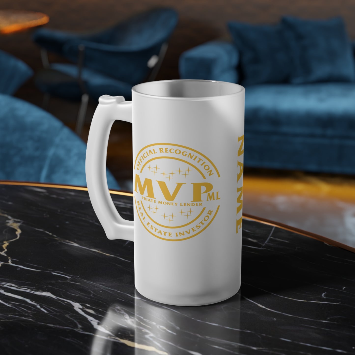 Most Valuable Private Money Lender Frosted Glass Beer Mug Thank you Gift of Appreciation