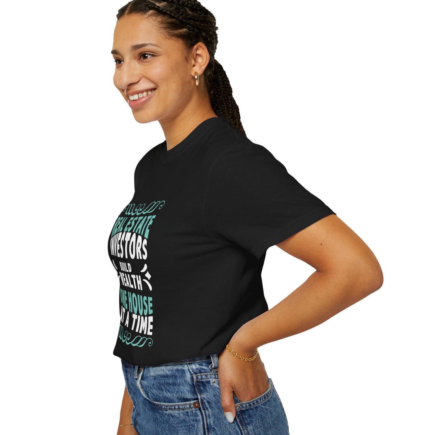 Real Estate Investors Build Wealth One House at a Time Unisex Garment-Dyed T-shirt