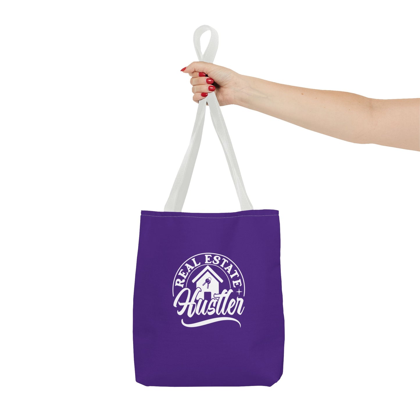 Real Estate Hustler Real Estate Investor Two-Sided Purple Tote Bag with Custom Phone Number