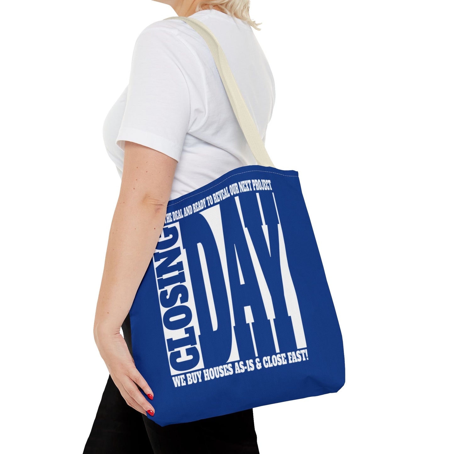 Closing Day Lead Generation Two-Sided Pink Tote Bag with Custom Phone Number