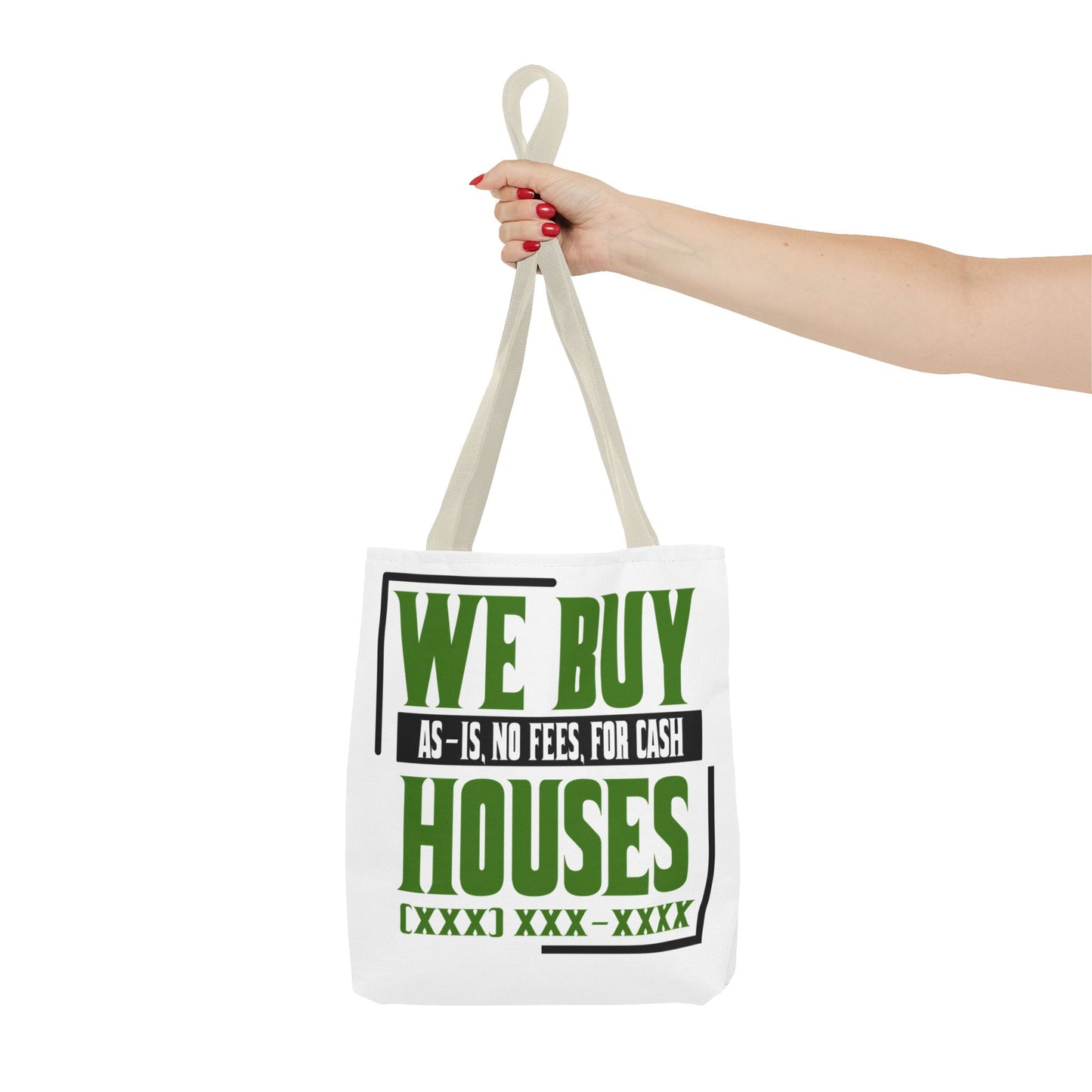 We Buy Houses As-Is, No Fees, For Cash Customized Tote Bag for Real Estate Investors