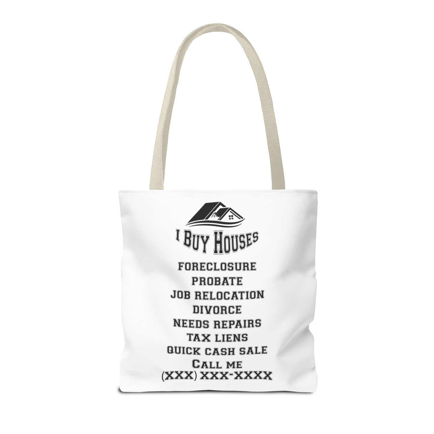 Local Five Star House Dealer Real Estate Investor Two-Sided White Tote Bag with Custom Phone Number