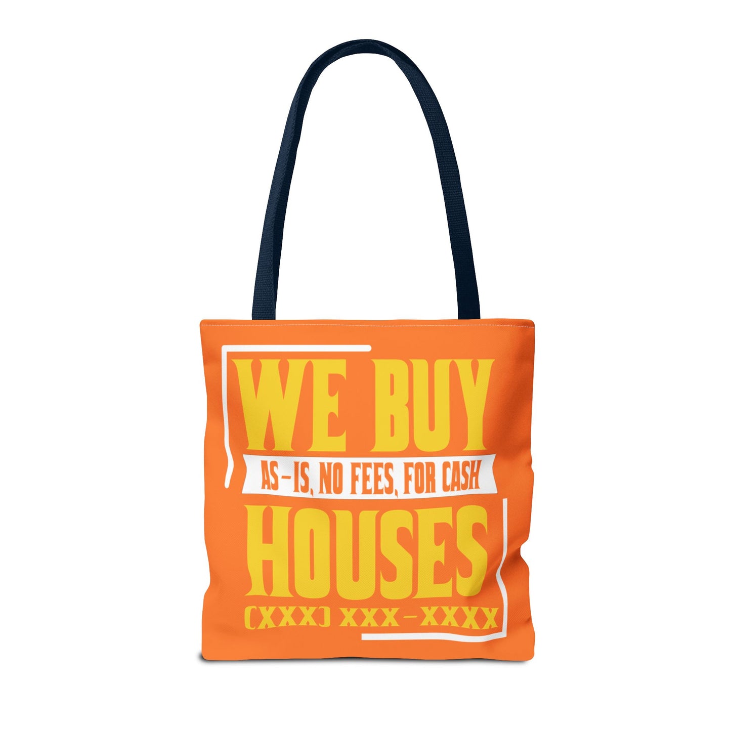 We Buy Houses As-Is, No Fees, For Cash Customized White and Yellow Tote Bag for Real Estate Investors