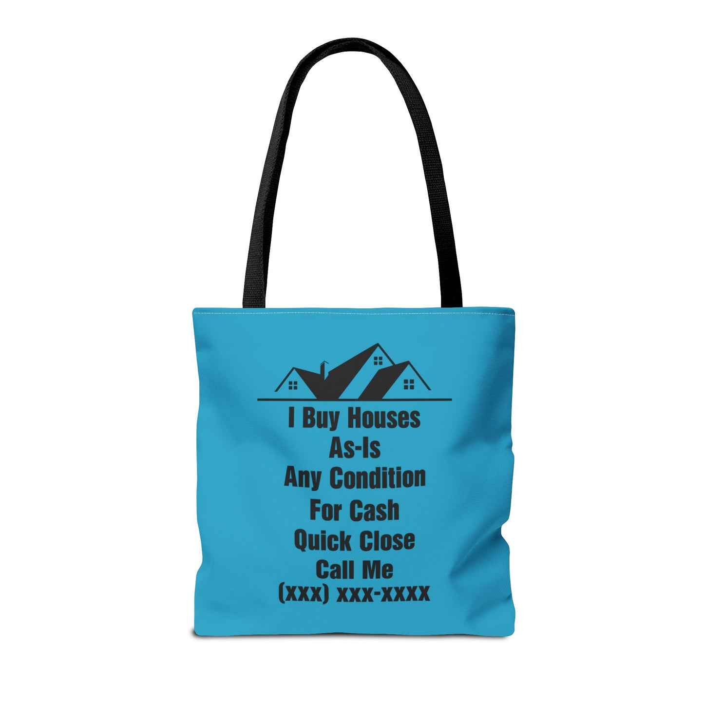 I'm Your Home Girl Real Estate Investor Two-Sided Aquamarine Blue Tote Bag with Custom Phone Number