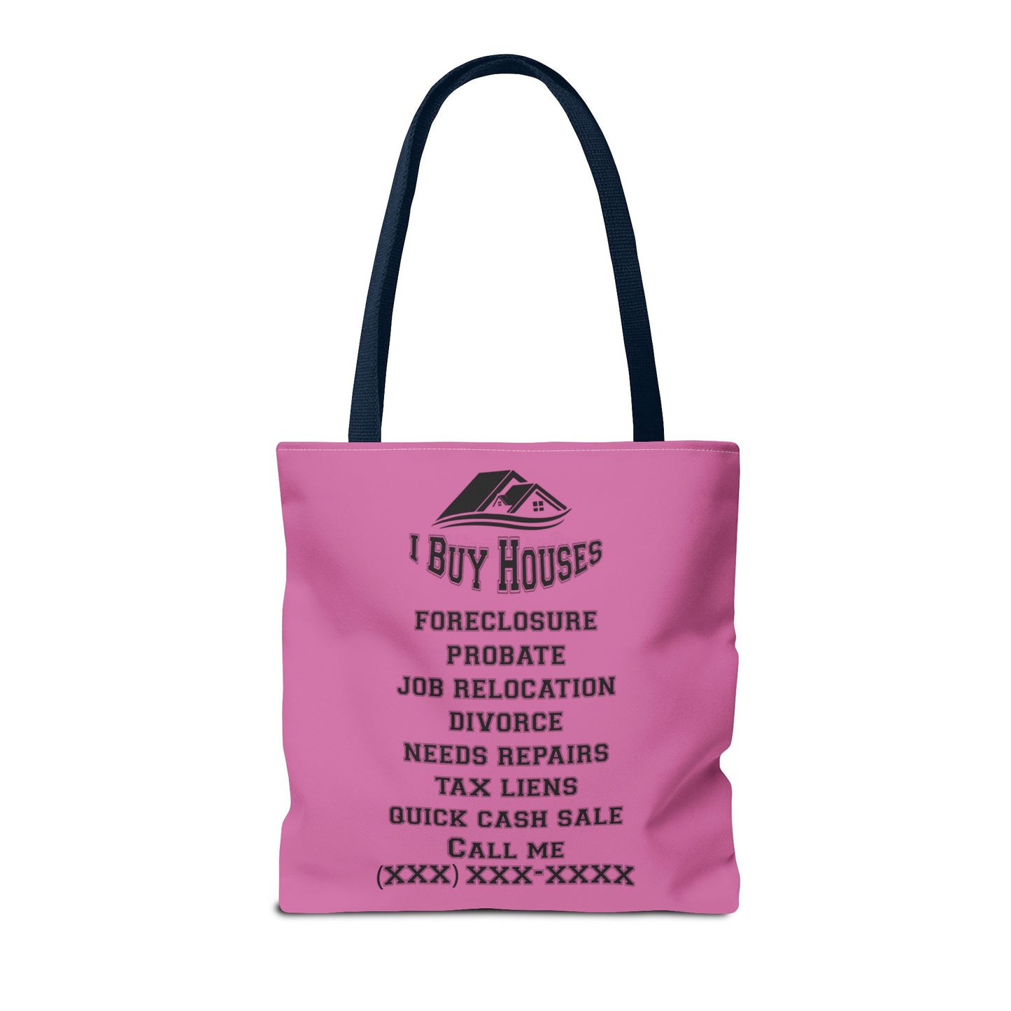 Local Five Star House Dealer Real Estate Investor Two-Sided Pink Tote Bag with Custom Phone Number