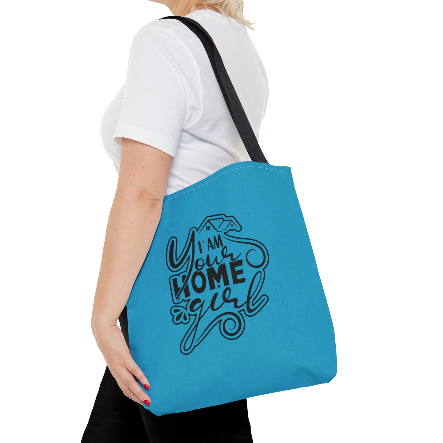 I'm Your Home Girl Real Estate Investor Two-Sided Aquamarine Blue Tote Bag with Custom Phone Number