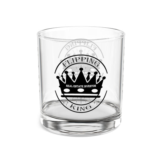 Flipping King Real Estate Investor Celebration Rocks Glass, 10oz