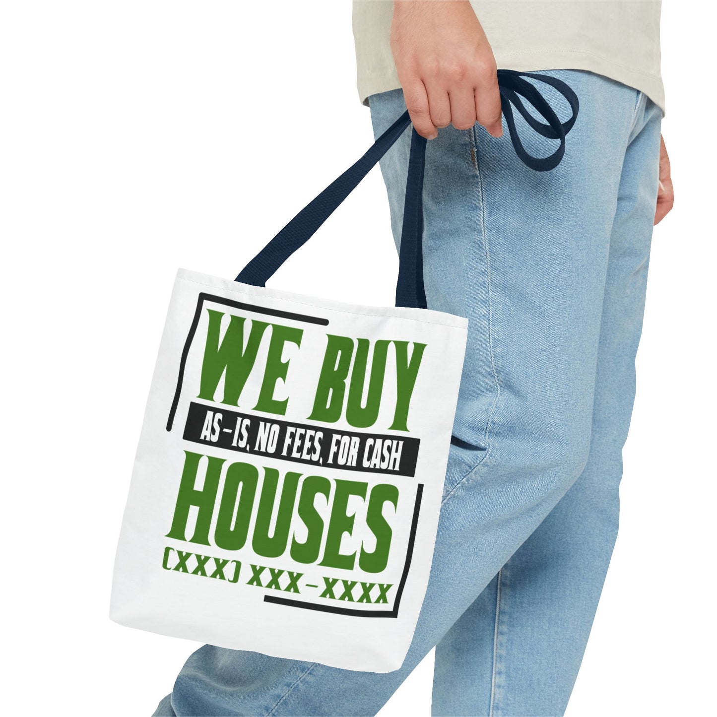 We Buy Houses As-Is, No Fees, For Cash Customized Tote Bag for Real Estate Investors