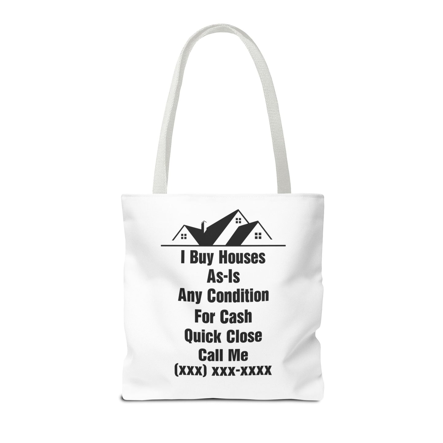 Warning I'm Known to Spontaneously Talk About Real Estate Investing Real Estate Investor Two-Sided White Tote Bag with Custom Phone Number