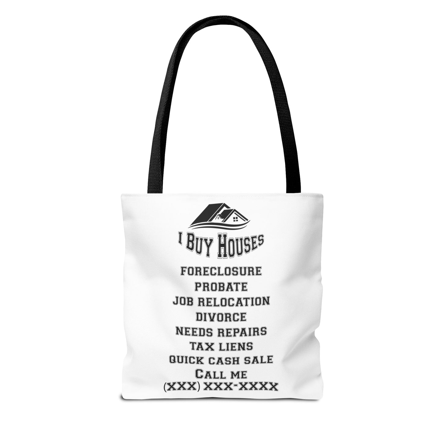 Local Five Star House Dealer Real Estate Investor Two-Sided White Tote Bag with Custom Phone Number