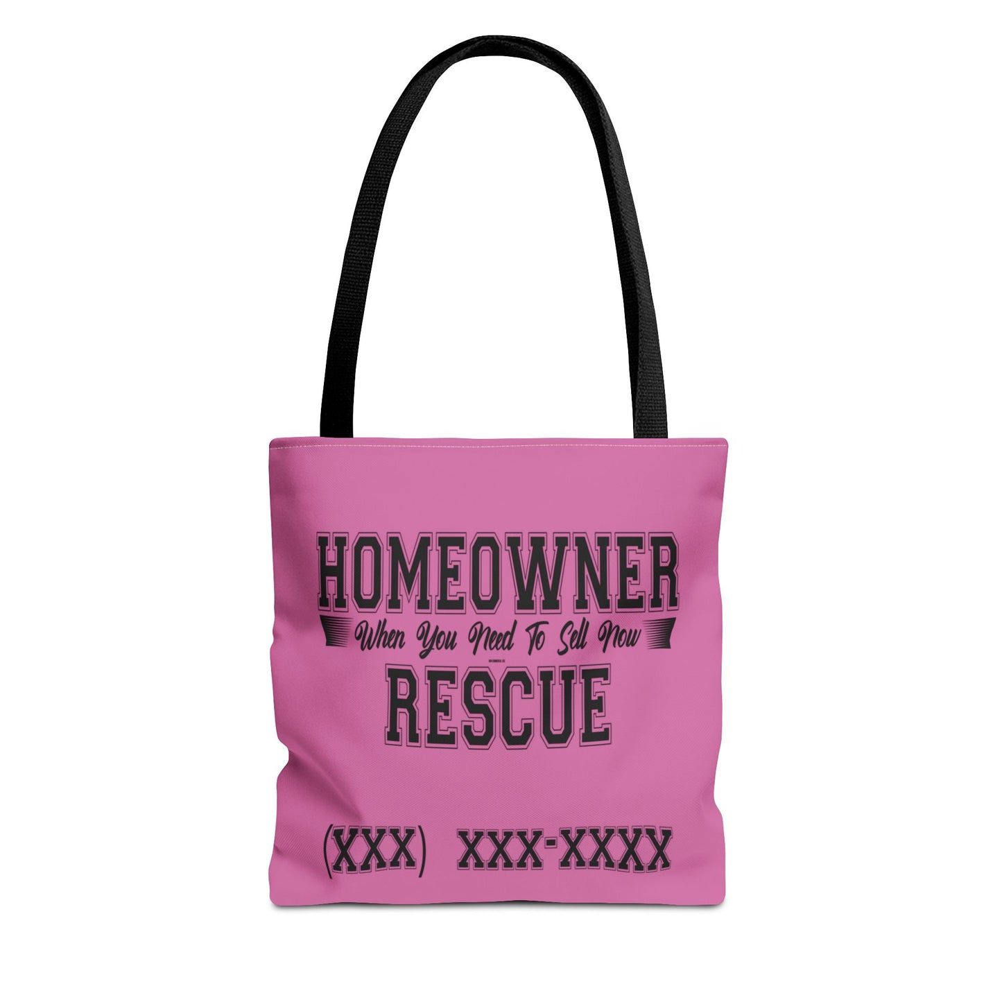 Homeowner Rescue Real Estate Investor Two-Sided Pink Tote Bag with Custom Phone Number