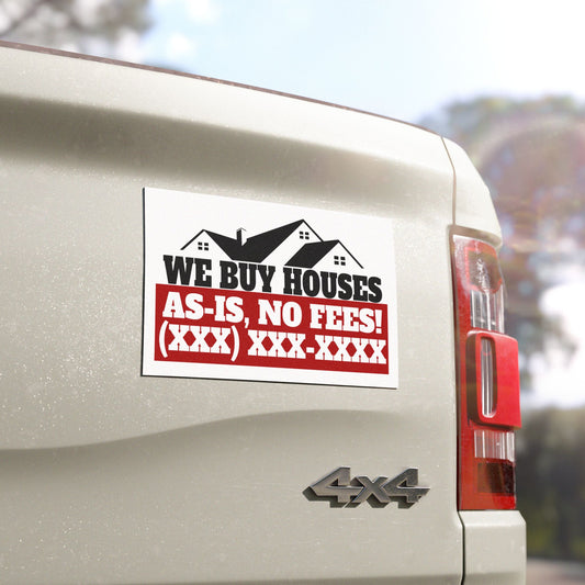 We Buy Houses As-Is, No Fees Real Estate Investor and Wholesaler Black and Red Car Magnets for Hot Leads