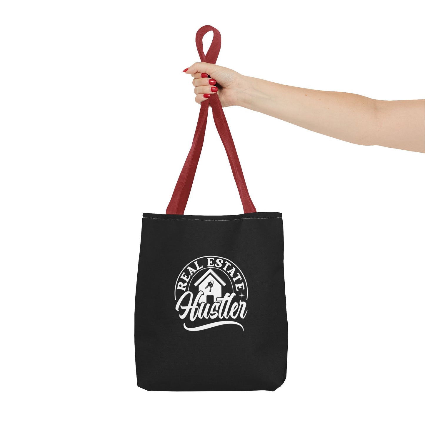 Real Estate Hustler Real Estate Investor Two-Sided Black Tote Bag with Custom Phone Number