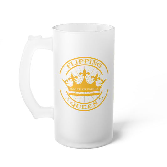 Flipping Queen Frosted Glass Beer Mug Real Estate Investor, House Flipper, Gift of Appreciation