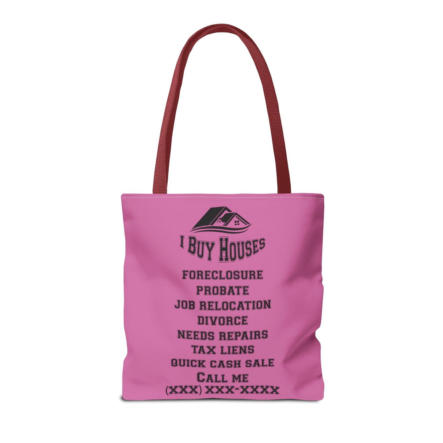 Local Five Star House Dealer Real Estate Investor Two-Sided Pink Tote Bag with Custom Phone Number