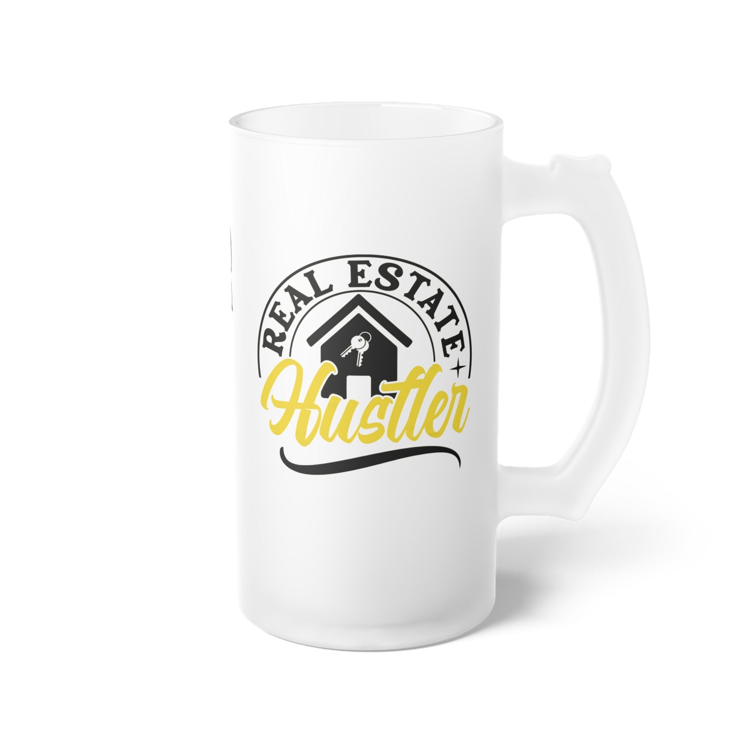 Real Estate Hustler Frosted Glass Mug Real Estate Investor, House Flipper, Gift of Appreciation