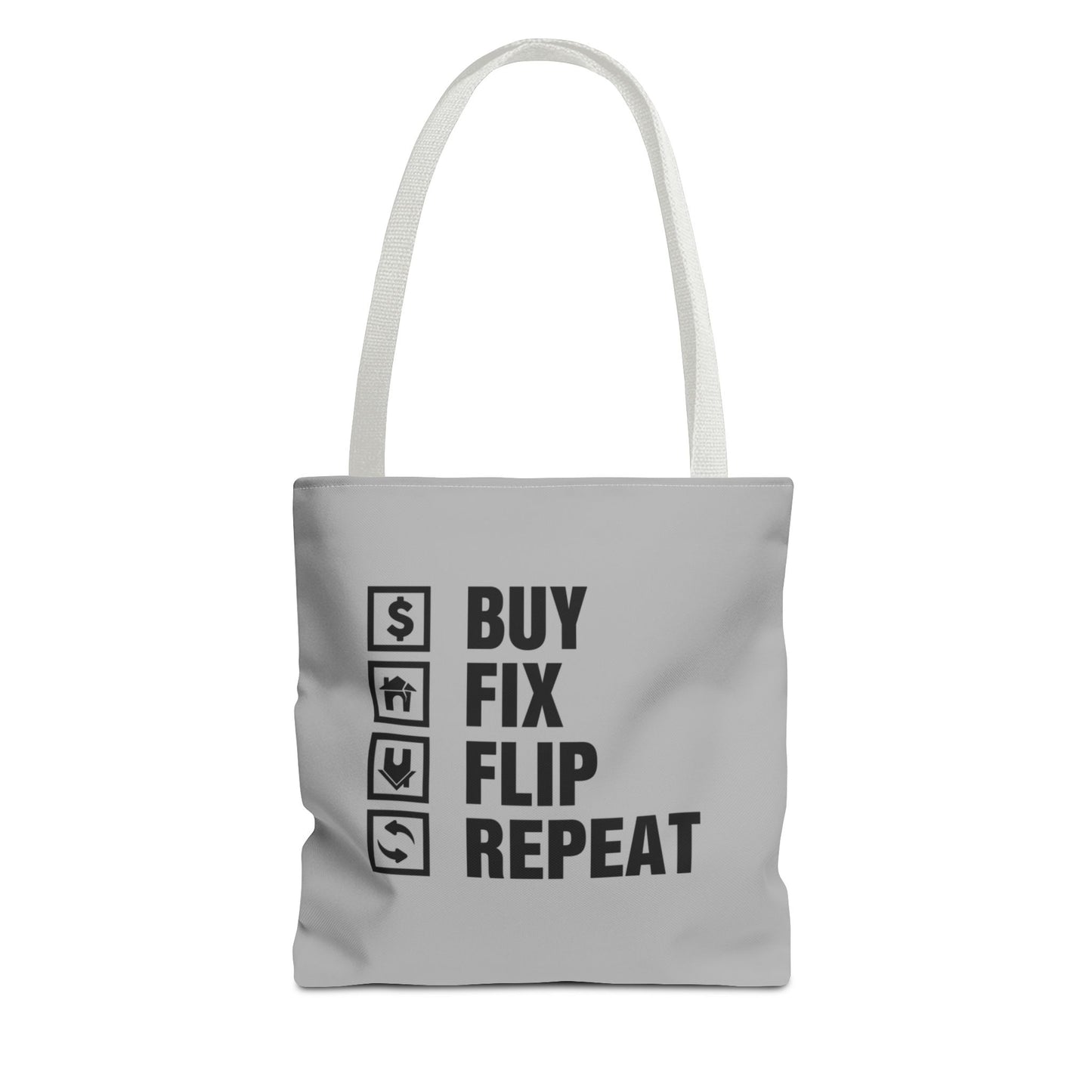 Buy Fix Flip Repeat Real Estate Investor Gray Two-Sided Tote Bag with Custom Phone Number