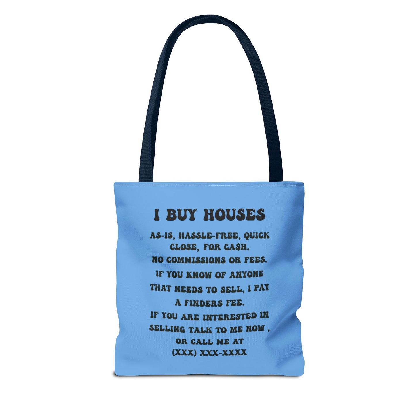 Boo_Jee Real Estate Investor Halloween Two-Sided Blue Tote Bag with Custom Phone Number