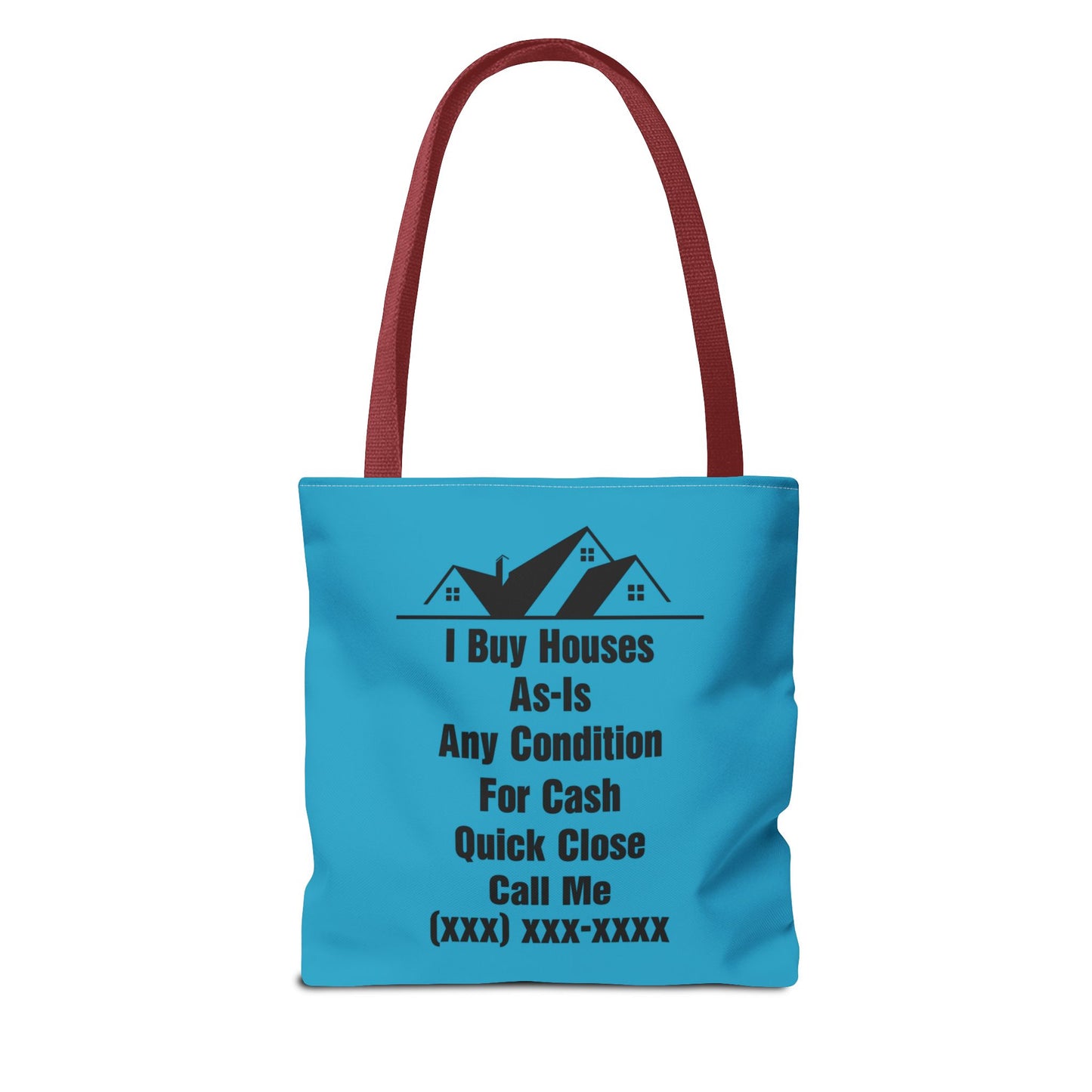 I'm Your Home Girl Real Estate Investor Two-Sided Aquamarine Blue Tote Bag with Custom Phone Number