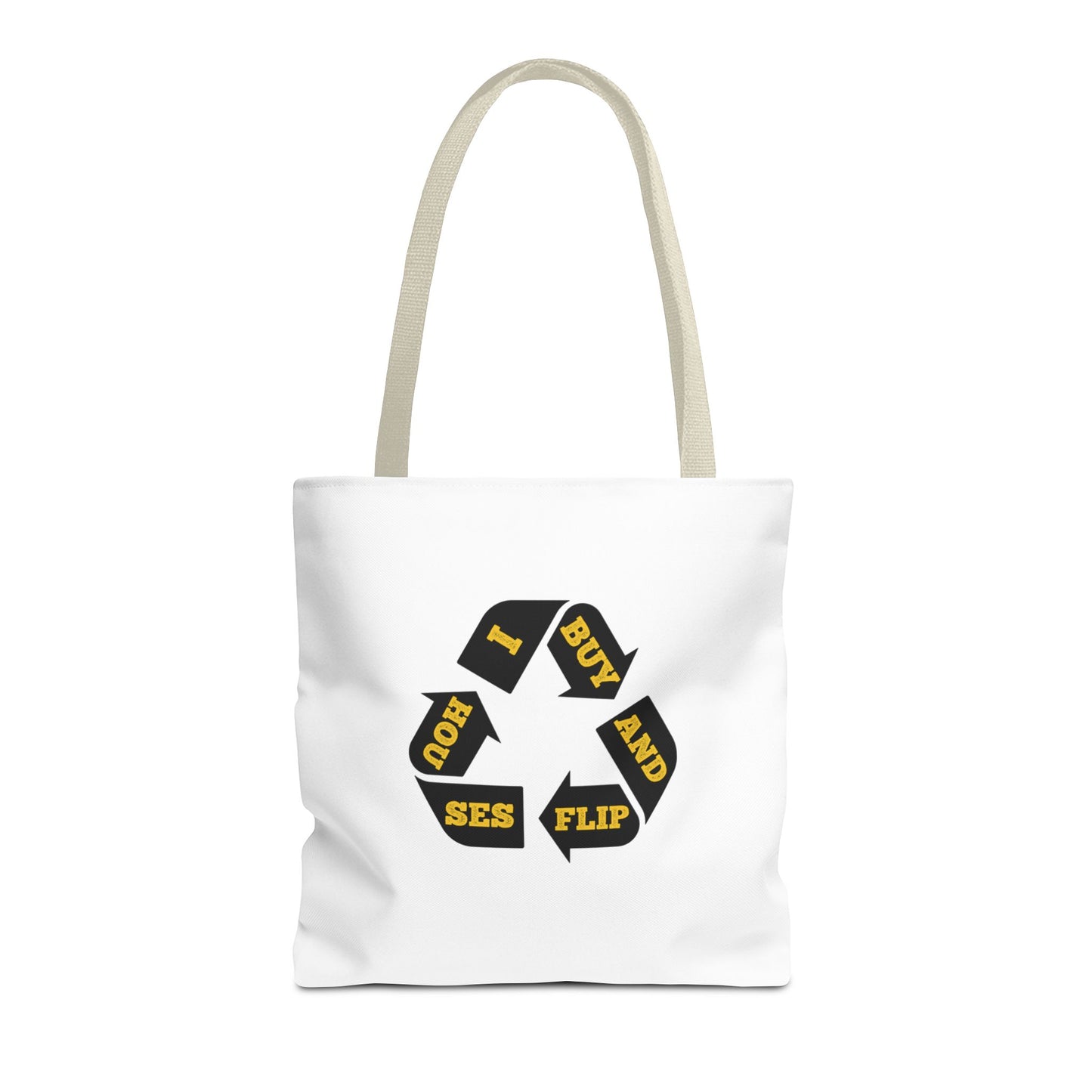 I Buy and Flip Houses to Buy Real Estate Investor Two-Sided White Tote Bag with Custom Phone Number