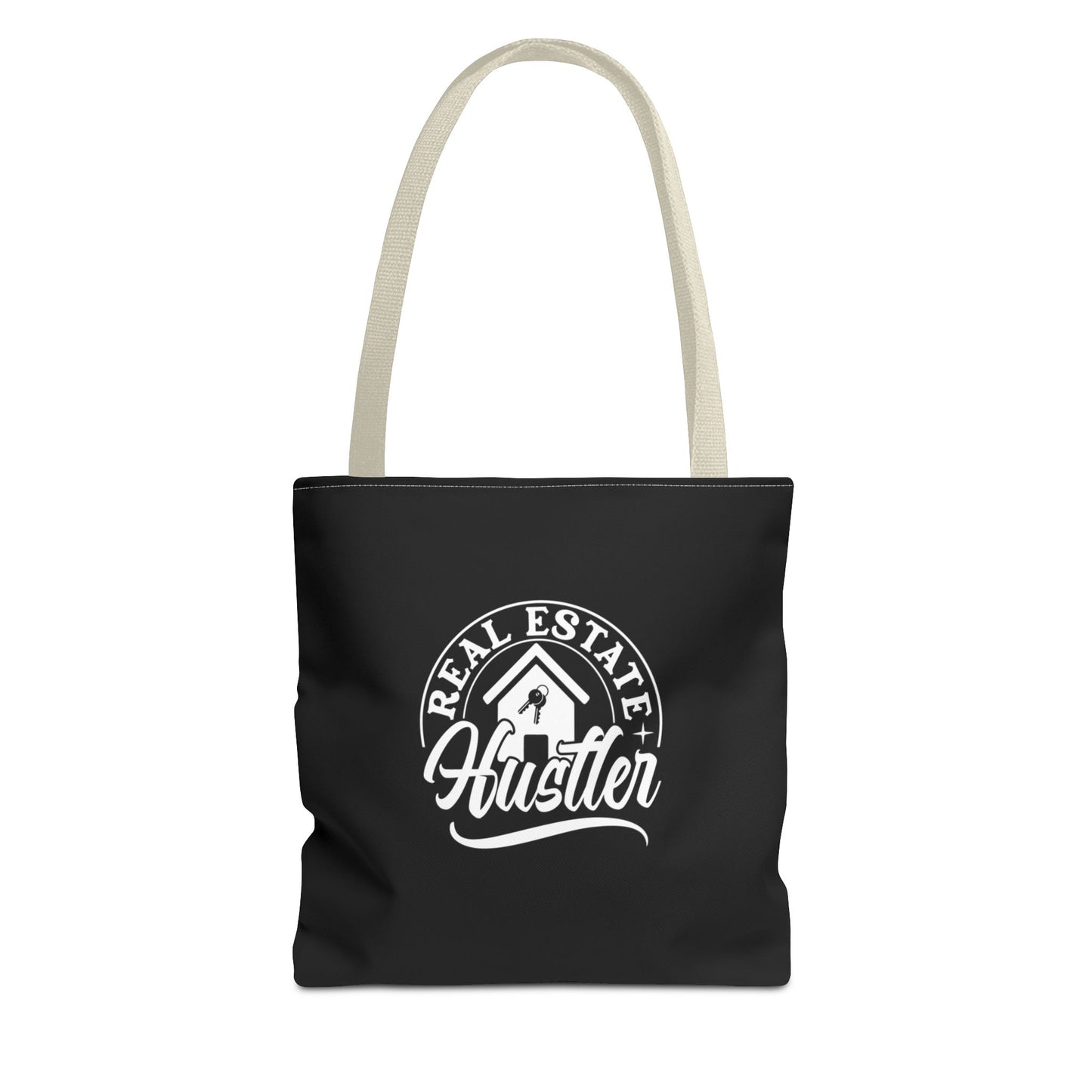 Real Estate Hustler Real Estate Investor Two-Sided Black Tote Bag with Custom Phone Number