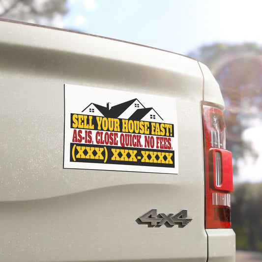 Sell Your House Fast Real Estate Investor and Wholesaler Red and Yellow Car Magnets for Hot Leads