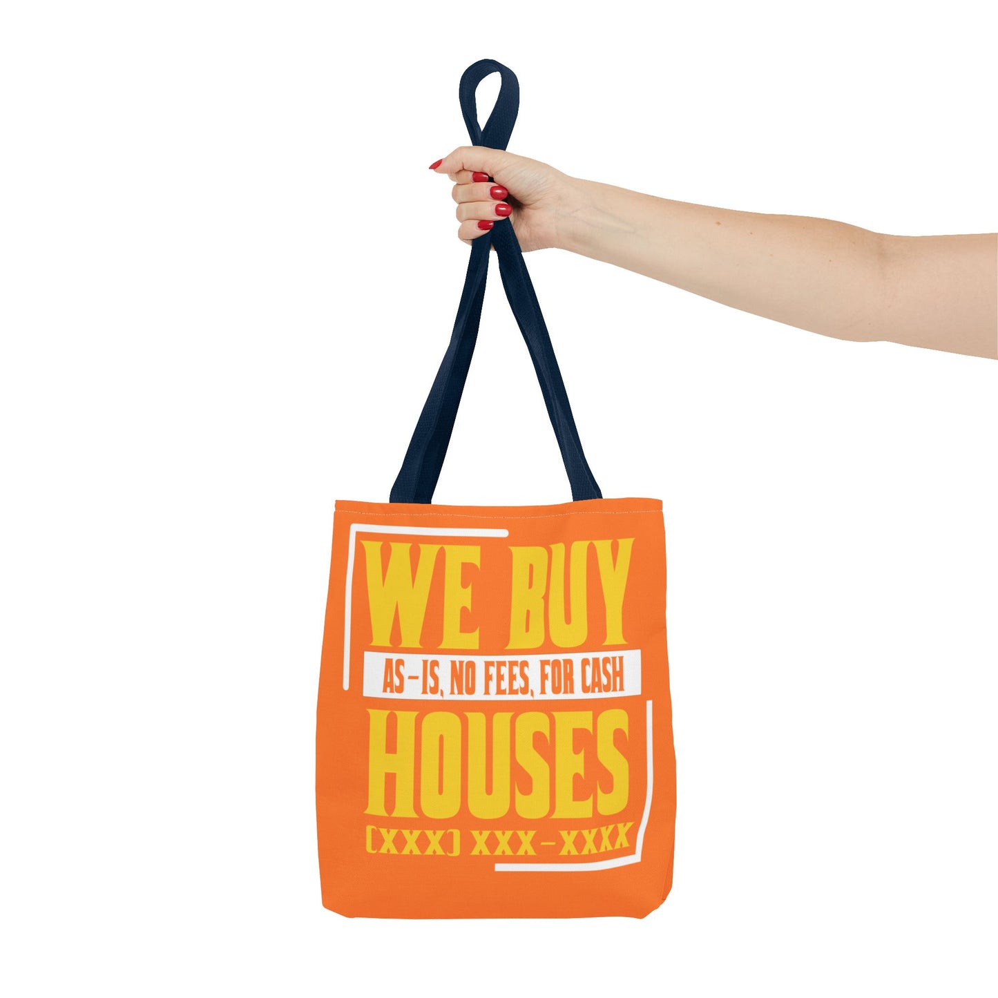 We Buy Houses As-Is, No Fees, For Cash Customized White and Yellow Tote Bag for Real Estate Investors