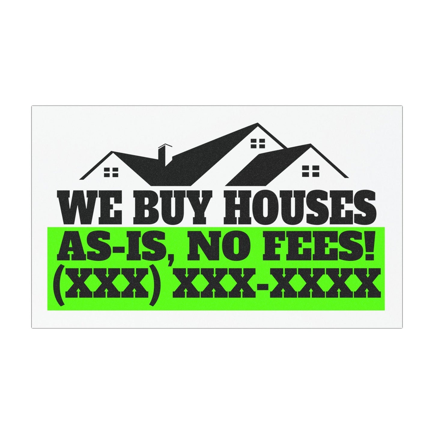 We Buy Houses As-Is, No Fees Real Estate Investor and Wholesaler Black and Green Car Magnets for Hot Leads