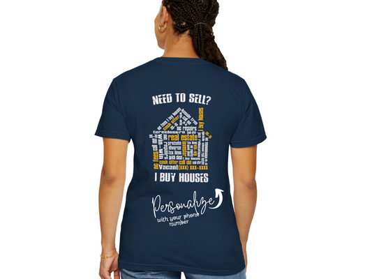 I Buy Houses Personalized Real Estate Investor Unisex Garment-Dyed T-shirt for House Flippers and Wholesalers