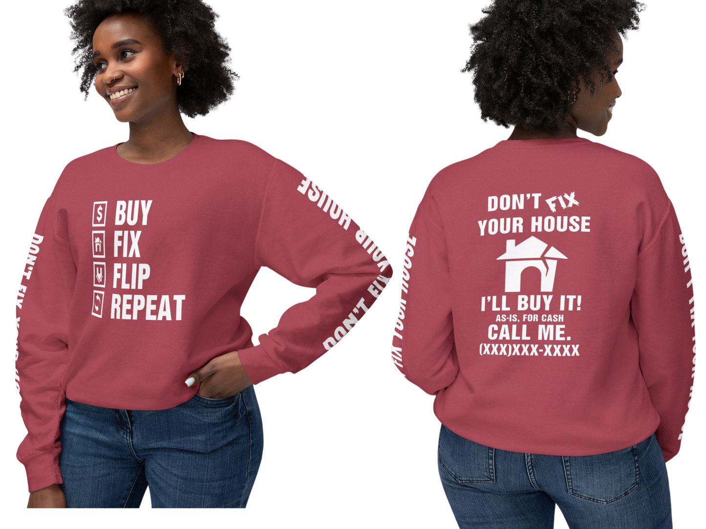 Buy Fix Flip Repeat Unisex Lightweight Crewneck Sweatshirt