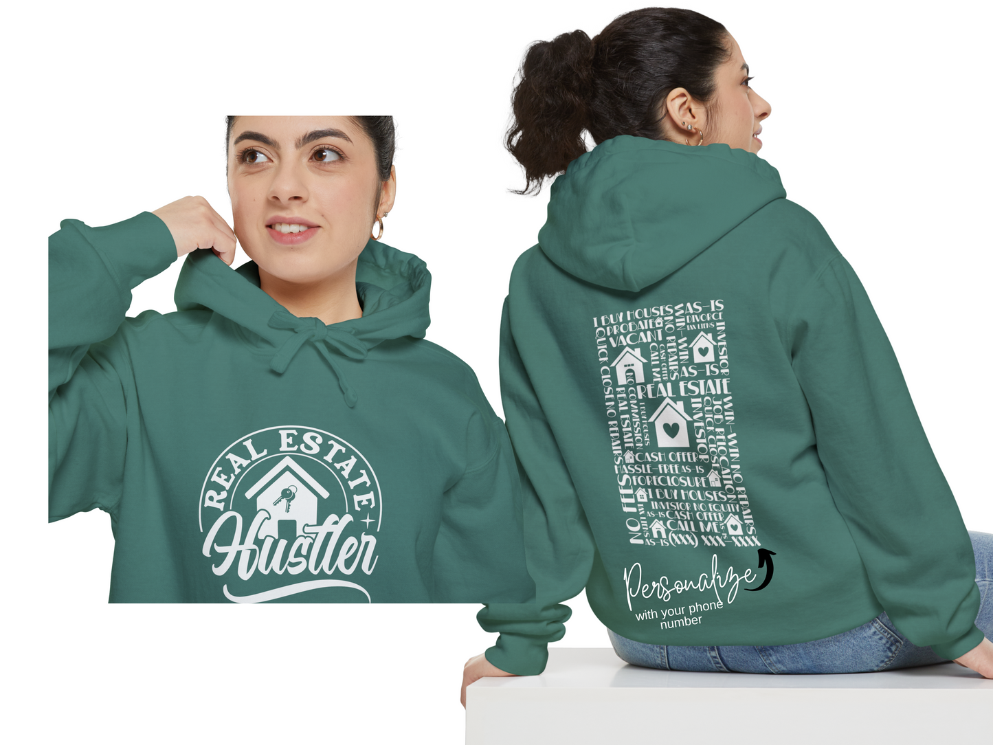 Real Estate Hustler Personalized Unisex Garment-Dyed Hoodie for Real Estate Investors