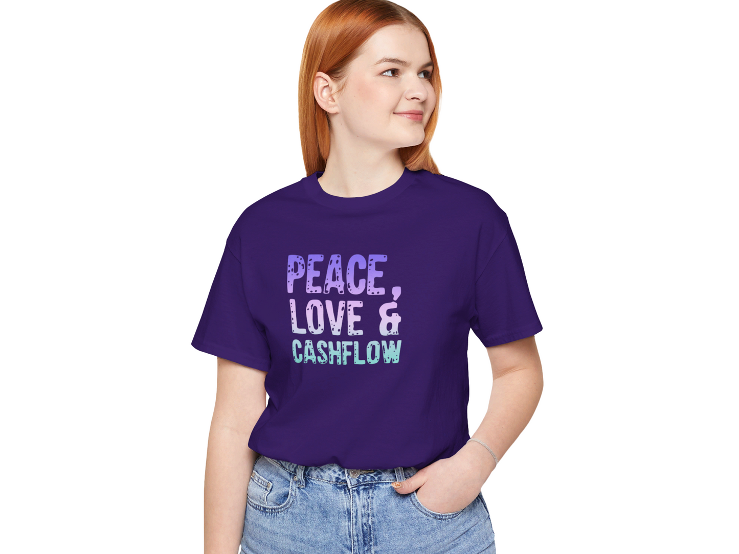 Cute Peace, Love & Cashflow Unisex Jersey Short Sleeve Tee for Real Estate Investors