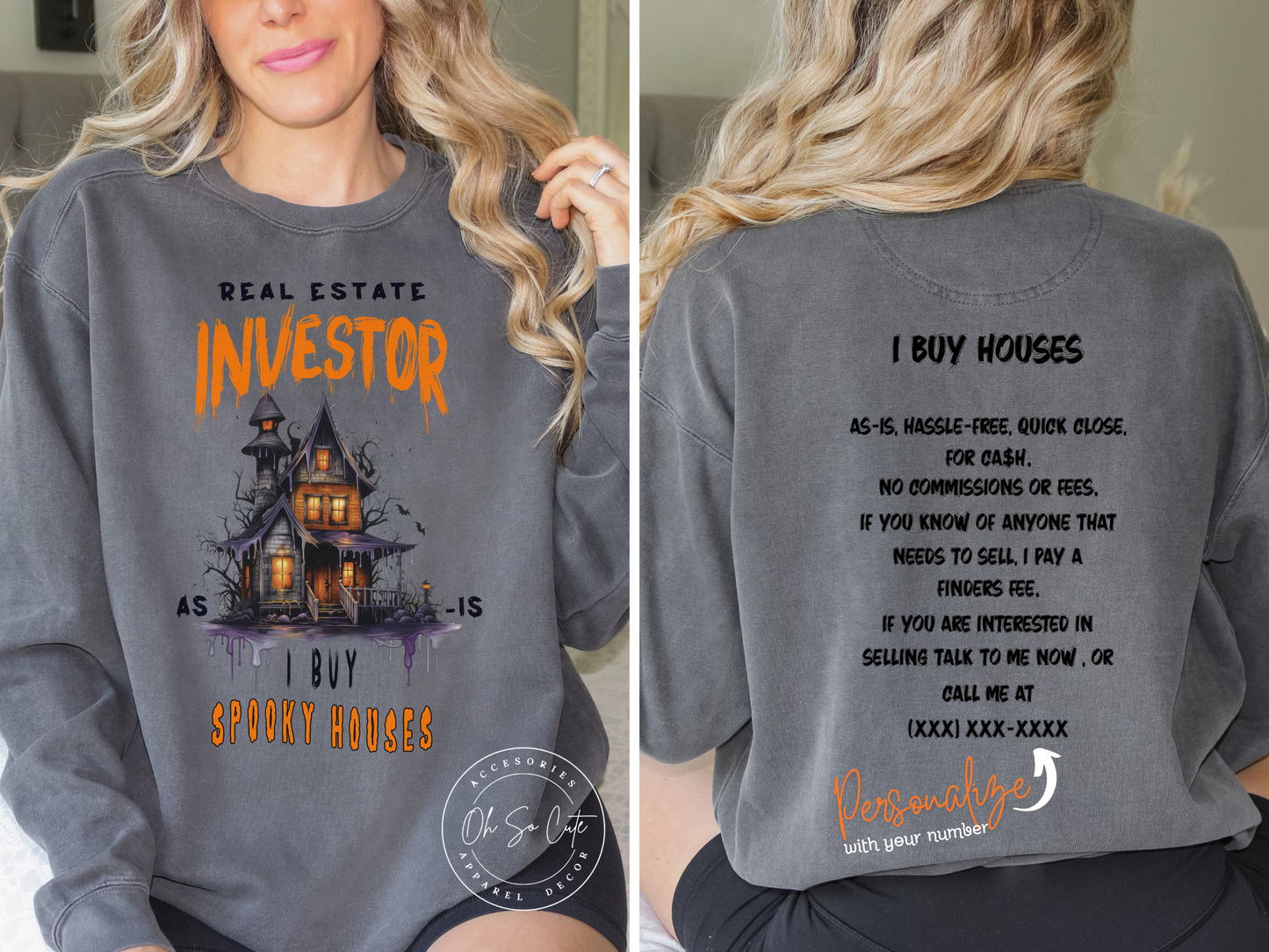 I Buy Spooky Houses As-Is Unisex Halloween and Fall Sweatshirt for Real Estate Investors