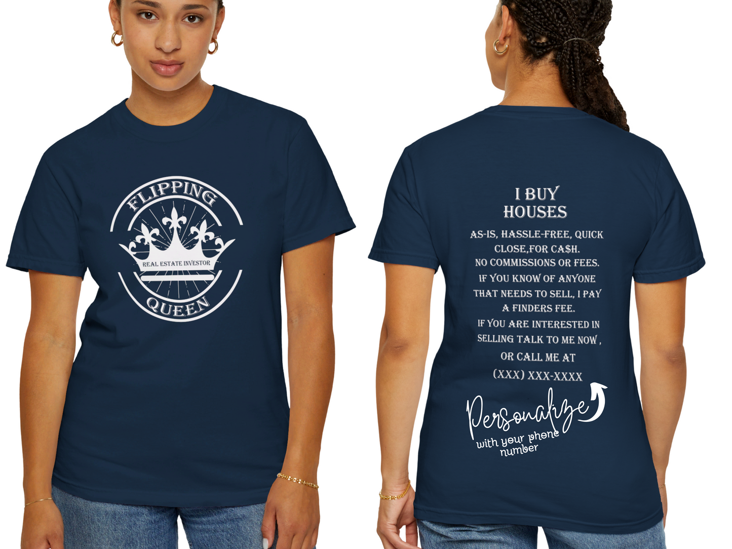 Flipping Queen Real Estate Investor Unisex Garment-Dyed T-shirt for Flippers and Wholesalers