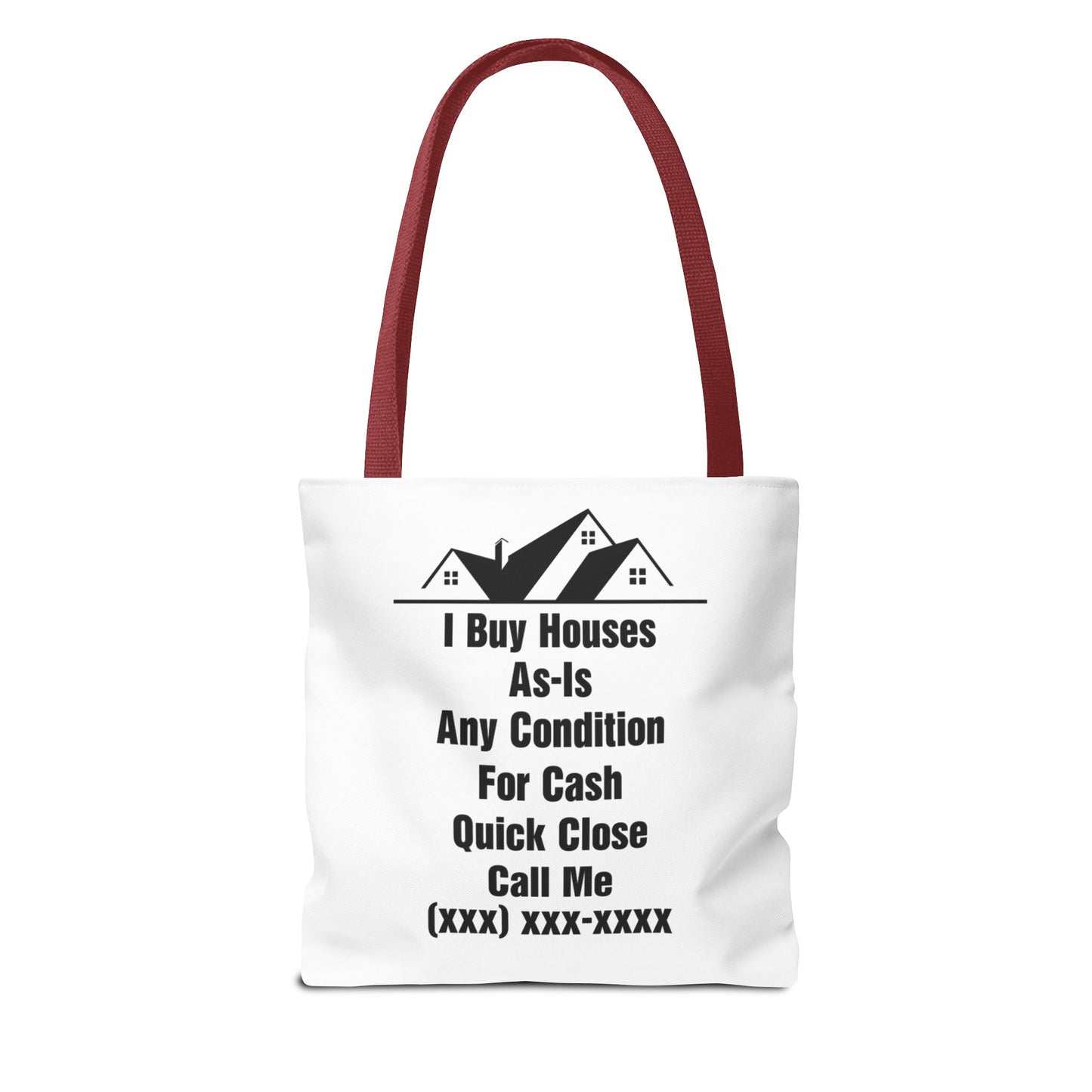 Warning I'm Known to Spontaneously Talk About Real Estate Investing Real Estate Investor Two-Sided White Tote Bag with Custom Phone Number