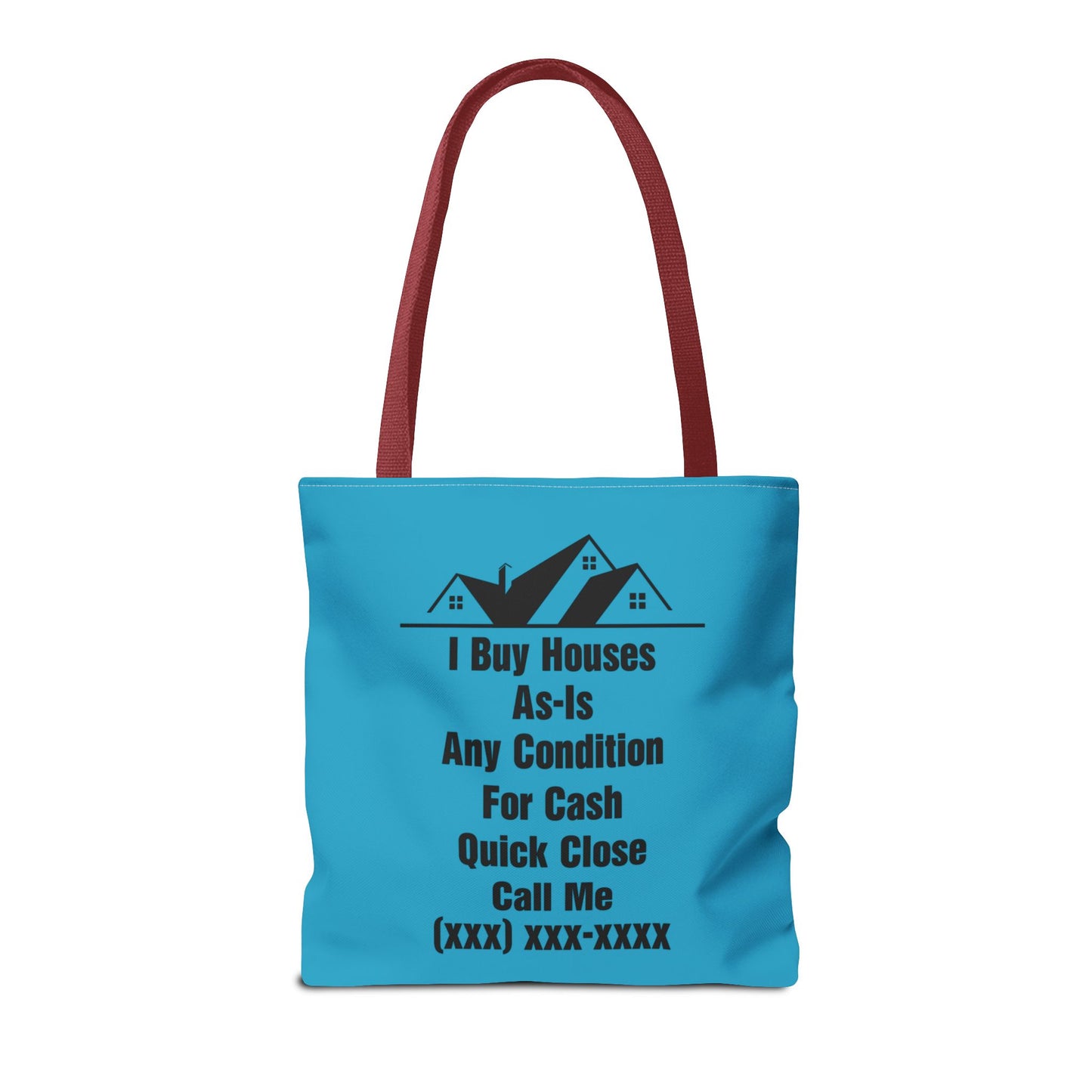 I'm Your Home Girl Real Estate Investor Two-Sided Aquamarine Blue Tote Bag with Custom Phone Number