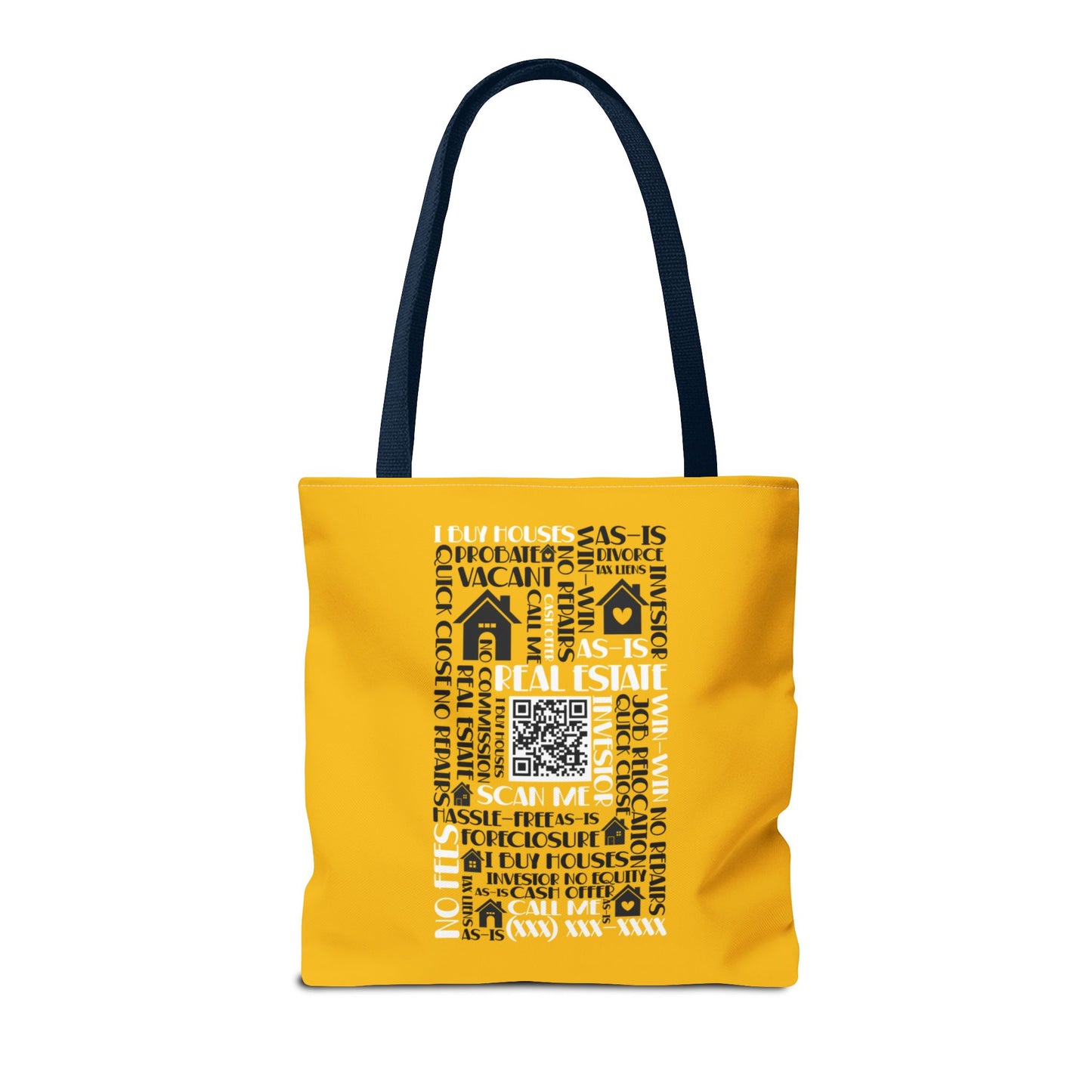 Local House Dealer Real Estate Investor Two-Sided Yellow Tote Bag with Custom Phone Number