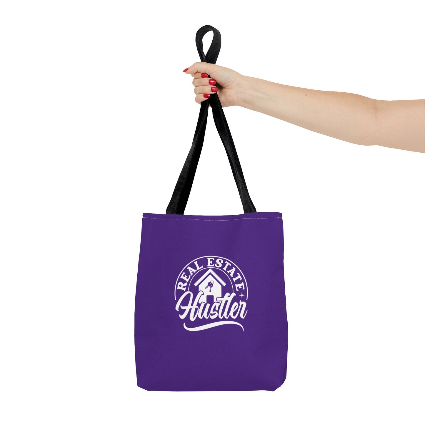 Real Estate Hustler Real Estate Investor Two-Sided Purple Tote Bag with Custom Phone Number